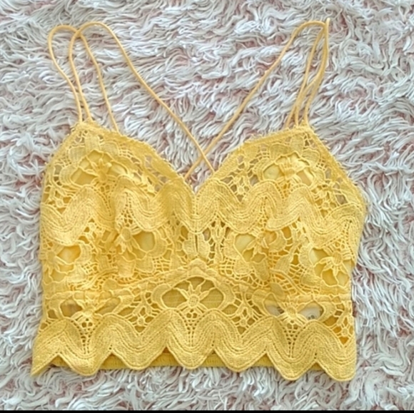 🌟NWT FP buttercup yellow lace eyelet bralette - Picture 2 of 8